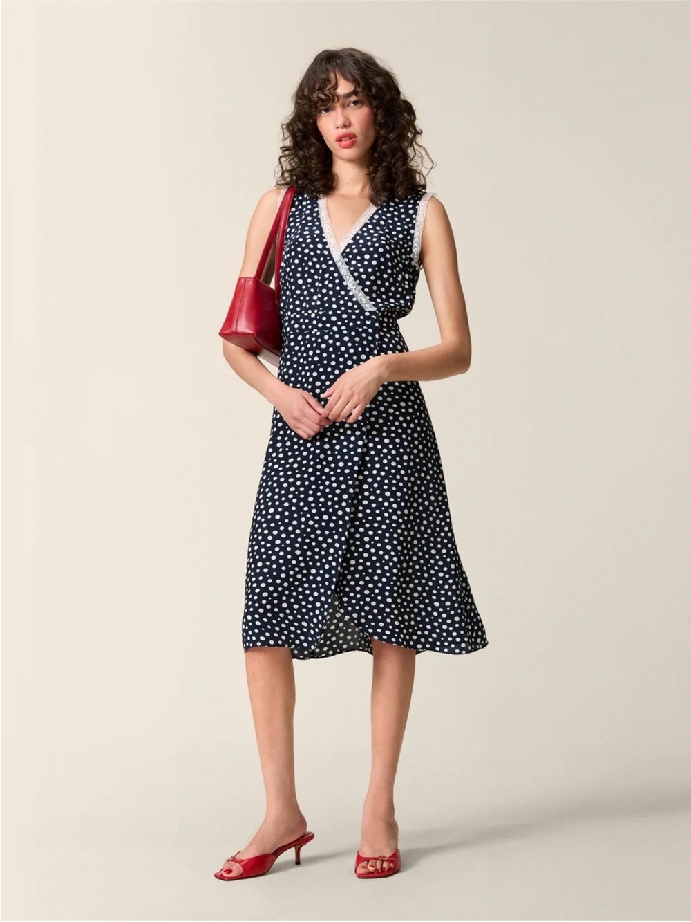 Rouje x J.Crew Rencard Wrap Dress, Navy Polka Dot, Size 12, NWT